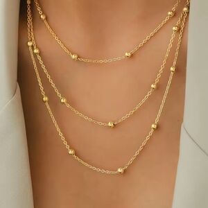 18 KT Gold Over Titanium Beaded Necklace